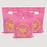 100PCS Plastic Thank You Merchandise Bags Party Present Bags Candy Cookie Treat Bags for Birthday Party Baby Shower Wedding Christmas Retirements (Pink)