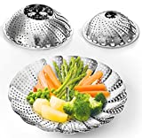 Two-Pack Vegetable Steamer Baskets (Two Sizes) Folding Expandable Steamer Inserts for Instant Pot Accessories, Safety Tool, Stainless Steel, Pressure Cooker, Pot in Pot, Egg Fish Seafood Cooking