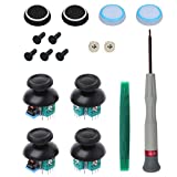 Onyehn 4pcs Analog 3D Joystick Thumbstick Sensor Replacement fit for Sony Playstation 4 PS4 PS5 Controllers,with Screwdriver Repair Kits Parts+4 Mushroom Caps+4 Fluorescent Button caps