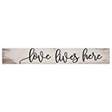 P. Graham Dunn Love Lives Here Script Design White 23.88 x 3.5 Inch Solid Pine Wood Barnhouse Block Sign