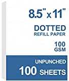 Unpunched Refills Paper, A4 Loose Leaf Paper for Ring Binder/Discbound Notebook Planner Inserts, 100 Sheets/200 Pages, White, Dot Grid, 8.5 X 11 Inch