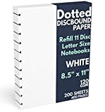 Discbound Letter Size Extra Thick Dot Grid Paper Refill, 200 Sheets (400 Pages), 8.5 in. x 11 in, 120 GSM, 11 Disc Notebooks