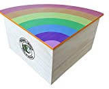 Piggies Choice The Space House All Natural Large Wooden Corner Hideout Guinea Pig and Bunny Hut (Rainbow)