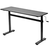 VIVO Height Adjustable 55 x 24 inch Standing Desk, Hand Crank Sit Stand Home Office Workstation with Frame and Solid One-Piece Table Top, Black, DESK-M55TB