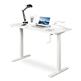 DEVAISE Adjustable Height Standing Desk, 47 inch Sit to Stand Up Desk Workstaion with Crank Handle for Office Home, White