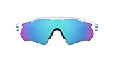 Oakley Men's OO9208 Radar EV Path Polarized Rectangular Sunglasses, Polished White & Blue/Prizm Sapphire, 38 mm