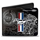 Buckle-Down mens Buckle-down Pu Bifold - Mustang Tri-bar Stripe/Gt Motor Blueprint Bi Fold Wallet, Multicolor, One Size US