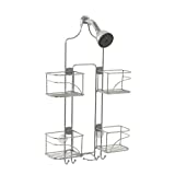 Zenna Home Hanging Shower Caddy, Over the Shower Head Bathroom Storage, Made for Handheld Shower Hoses, Rust Resistant, No Drilling, Expandable Organizer with 4 Baskets, Razor Holders, Hooks, Chrome