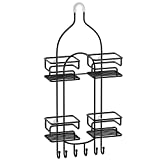 SRIWATANA Shower Caddy Hanging Over Head, Bathroom Shower Organizer Shower Rack Holder with Hooks for Razors - Black