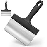 Heavy Duty Grill Scraper Stainless Steel Griddle Scraper with 5" Handle,Sturdy Food Scraper Tool Kitchen for Blackstone Grill Accessories,Outdoor Barbecue Turners Tools