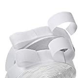 16 Feet Length 0.75 Inch Width Hook and Loop with Strong Self Adhesive Tape Strip Fastener (White)