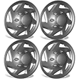 16 inch Hubcaps Best for 2007-2014 Ford E150 - (Set of 4) Wheel Covers 16in Hub Caps Silver Rim Cover - Car Accessories for 16 inch Wheels - Snap On Hubcap, Auto Tire Replacement Exterior Cap