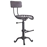 GWAREZ Industrial Rustic Bar Stool-Rotatable Cast Iron Tractor Seat Stool-Farmhouse Dining Counter Chair with Back -Counter Height Adjustable -22-26 inch (Rust)