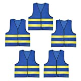 Mesh Safety Vest Reflective Work Vest Industrial High Visibility Vest Lightweight Traffic Vest Construction Comfortable Vest Emergency Bright Vest Neon Blue 5PCS