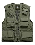 Lviefent Mens Outdoor Military Hunting Utility Fishing Vest with Multi Pocket (Green, Large)