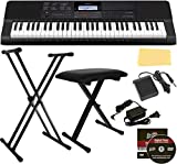 Casio CT-X700 Portable Keyboard Bundle with Stand, Bench, Sustain Pedal, Power Adapter, Austin Bazaar Instructional DVD, and Polishing Cloth
