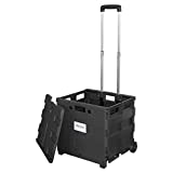 Office Depot Mobile Folding Cart With Lid, 16in.H x 18in.W x 15in.D, Black, 50801