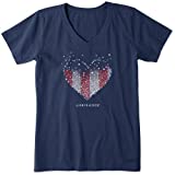 Life is Good Women's Standard Crusher V-Neck Graphic T-Shirt, Darkest Blue, Large