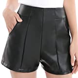 Everbellus Womens High Waisted Faux Leather Shorts with Pockets Wide Leg Shorts Black XXLarge