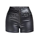 RAMISU Womens Casual Faux Leather Shorts High Waist Stretch Slim Hips Motorcycle Skinny Coated Shorts 8011 3XL Black