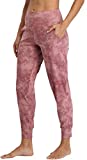 Oalka Women's Joggers High Waist Yoga Pockets Sweatpants Sport Workout Pants Tie Dye Brick Dust M