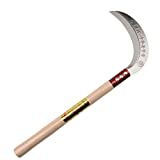 KEYI Steel Grass Sickle,Clearing Sickle,Manganese Steel Blade/Hardwood Handle Hand held Sickle Tool - Multipurpose Gardening Weeding Grass Sickle and Farming Portable Safety Sickle