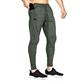 BROKIG Mens Lightweight Gym Jogger Pants,Men's Workout Sweatpants with Zip Pocket(Army Green,Medium)