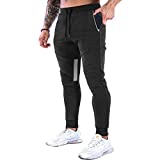 GANSANRO Mens Joggers Sweatpants Slim Fit Mens Athletic Jogger Pants, Sweatpants for Men with Zipper Pockets Black