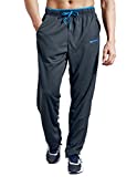 ZENGVEE Athletic Men's Open Bottom Light Weight Jersey Sweatpant with Zipper Pockets for Workout, Gym, Running, Training (Gray,L)
