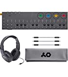 Teenage Engineering OP-Z Wireless Bluetooth Synthesizer Sequencer Bundle with OP-Z PVC Roll Up Bag (Gray), Samson SR350 Over-Ear Closed-Back Headphones, and Blucoil 3-Pack of 7" Audio Aux Cables