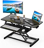 Standing Desk Converter Adjustable Height Desk Riser, Sit Stand Desk Dual Monitor and Laptop Workstation, Ergonomic Desk Tabletop Computer Workstation, Home Office Desk with Keyboard Tray