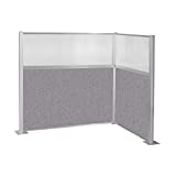 VERSARE Hush Panel Cubicle Kit 6' x 4' “L” Shape | W/Fluted Poly Window | Workstation Wall Partition | Privacy Desk Office Divider | Sound Dampening Fabric Panels Cloud Gray