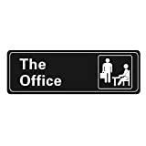 HOHAJIU The Office Sign Self-Adhesive Acrylic Sign for Door or Wall 9 X 3 Inch Name Plate for Your Office (Black and White)