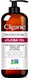 Cliganic Jojoba Oil Non-GMO, Bulk 16oz | 100% Pure, Natural Cold Pressed Unrefined Hexane Free Oil for Hair & Face