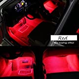 Car Interior Lights, EJ's SUPER CAR 4pcs 36 LED DC 12V Waterproof Atmosphere Neon Lights Strip for Car-Car Auto Floor Lights,Glow Neon Light Strips for All Vehicles (Red)