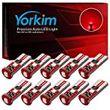 Yorkim 194 Led Bulb Red Canbus Error Free 3-SMD 2835 Chipsets, T10 Red Interior Led For Car Dome Map Door Courtesy License Plate Trunk lights with 194 168 W5W 2825 Sockets Pack of 10, Red