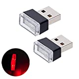 Febrytold 2 Pcs Red Universal Mini USB LED Car Interior Ambient Atmosphere Lights for Car Interior Trunk Ambient Atmosphere