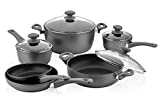 Saflon Titanium Nonstick 10 Piece Cookware Set Forged Aluminum with PFOA Free Scratch Resistant Coating from England, Dishwasher Safe