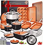 Home Hero Copper Pots and Pans Set -23pc Copper Cookware Set Copper Pan Set Ceramic Cookware Set Ceramic Pots and Pans Set Nonstick Induction Cookware Sets Pot and Pan Set Nonstick Cookware Set