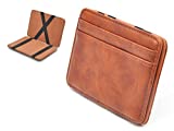 Slim Money Clip Pocket Wallet Case for Men and Women, Minimalist Front Pocket Wallet with Card Slots, Genuine Leather (Brown)