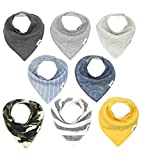 Baby Bandana Bibs | Teething Bibs for Baby Girl & Boy, Newborns, Set of 8 Unisex Baby Bibs and Burp Cloths - Organic, Adjustable & Absorbent Baby Bandana Drool Bibs by Matimati Baby