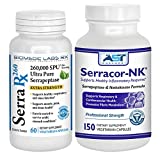 Serracor-NK & Serra-RX 260,000 SU - Scar Tissue Bundle (150 Capsules & 60 Capsules) - Enteric Coated Serrapeptase Proteolytic Systemic Enzyme, Respiratory & Lung Support