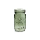 Orchid & Ivy Glass Olive Green Fall Mason Jar Quart Size with Country Design - Autumn Thanksgiving Tabletop Decoration - Harvest Flower Vase, Utensil Holder Home Decor