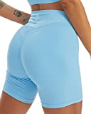 TomTiger Yoga Shorts for Women Tummy Control High Waist Biker Shorts Exercise Workout Butt Lifting Tights Women's Short Pants (Blue, S, s)