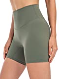 Lavento Women's Naked Feeling Biker Shorts 5 Inch - High Waisted Ultra Soft Workout Yoga Shorts Minimal Seam (Olive Green, 4)