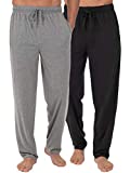 Fruit of the Loom Men's Extended Sizes Jersey Knit Sleep Pant, Black/Light Grey (2-pack), 2XL Tall