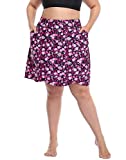 HDE Womens Plus Size Skort Skirt with Bike Shorts Active Golf Swim Skirt Pockets Floral - 16 Plus