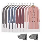 Perber Hanging Garment Bag Lightweight Clear Full Zipper Suit Bags (Set of 10) PEVA Moth-Proof Breathable Dust Cover for Closet Clothes Storage - 24'' x 48''/10 Pack