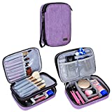 Teamoy Travel Makeup Brush Case(up to 8.8"), Professional Makeup Train Organizer Bag with Handle Strap for Makeup Brushes and Makeup Essentials-Medium, Purple(No Accessories Included)