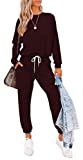 ETCYY Women's Solid Color Sweatsuit Set 2 Piece Long Sleeve Pullover Tops Long Pants Pajama Lounge Sets Two Piece Outfits Tracksuit Pure Red